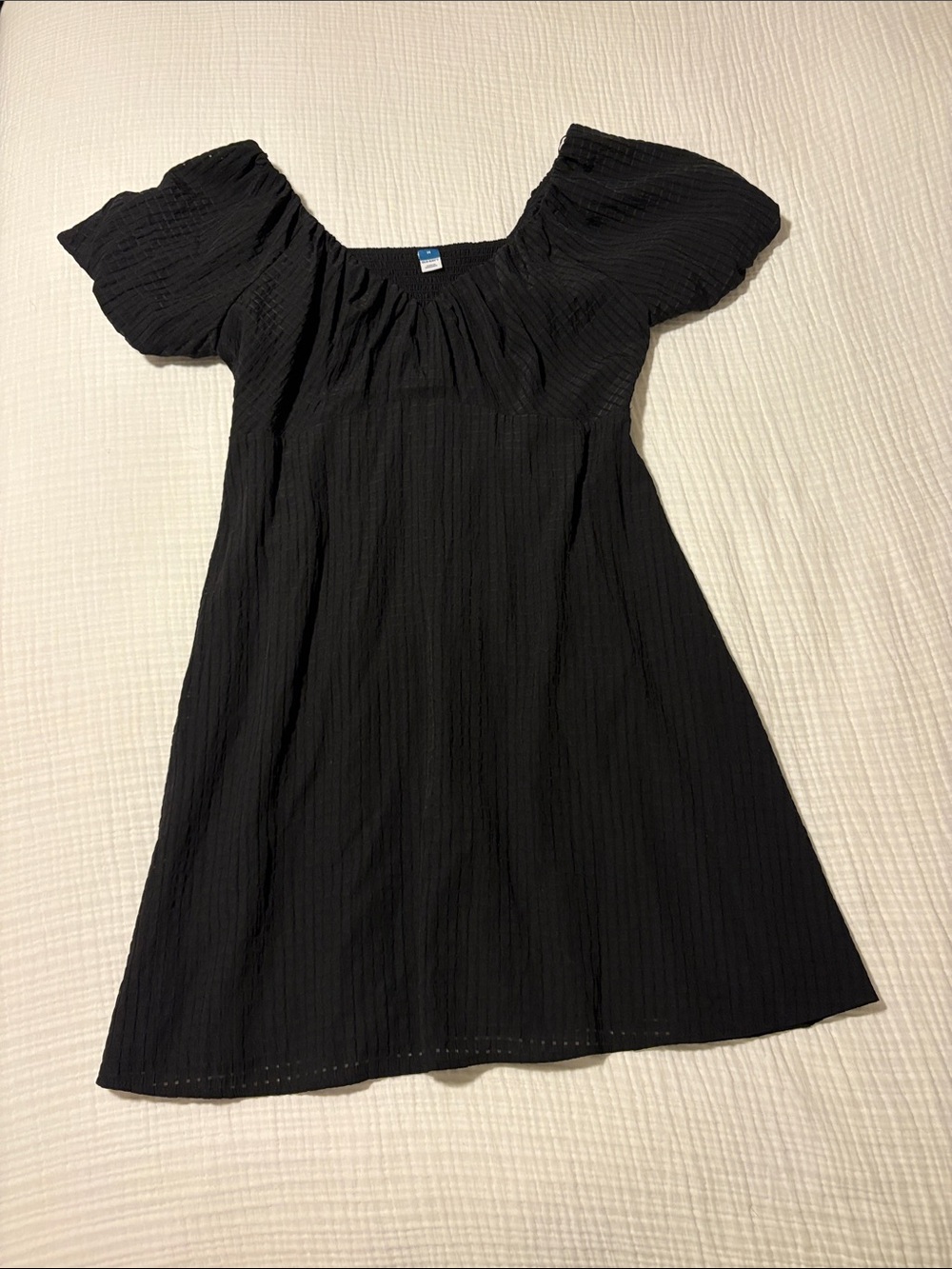 Old Navy Black Smocked Puff Sleeve Mini Dress